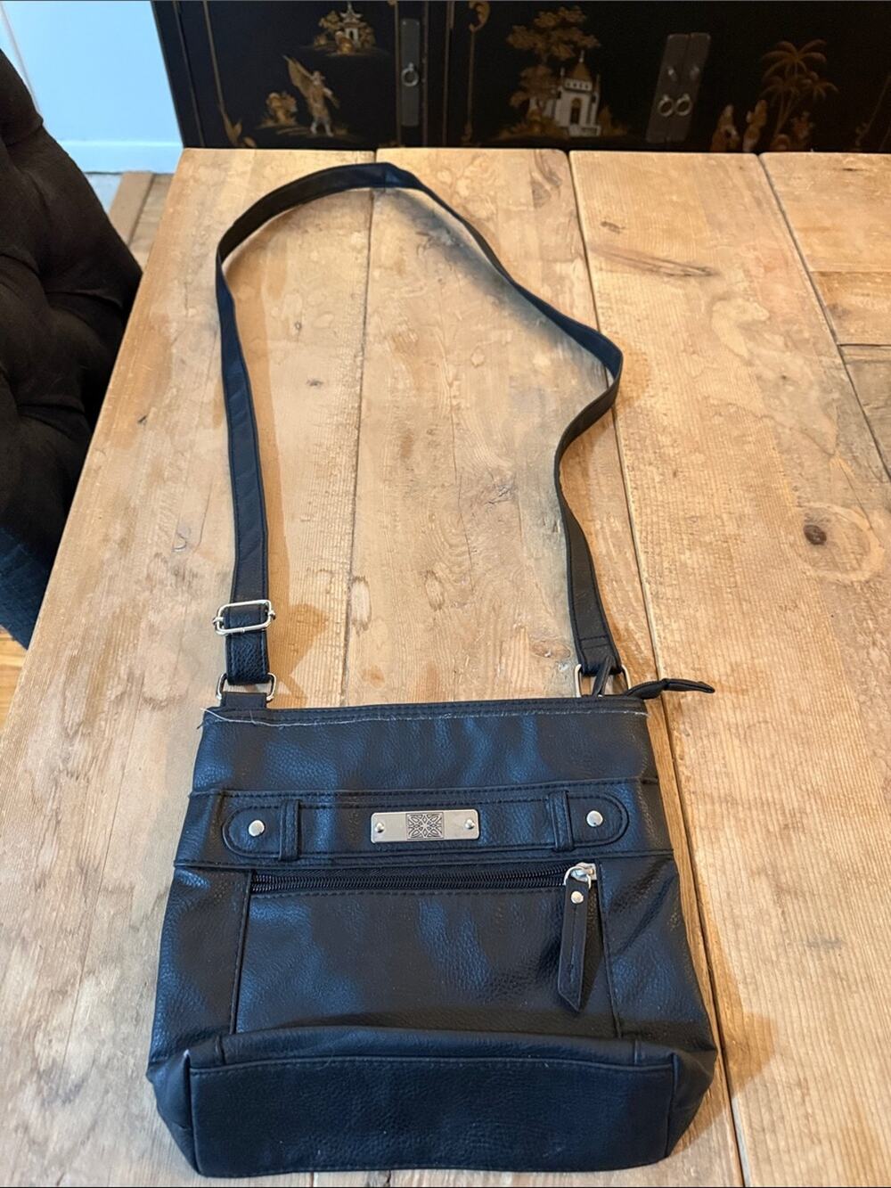 Black Crossbody Messenger Bag by
